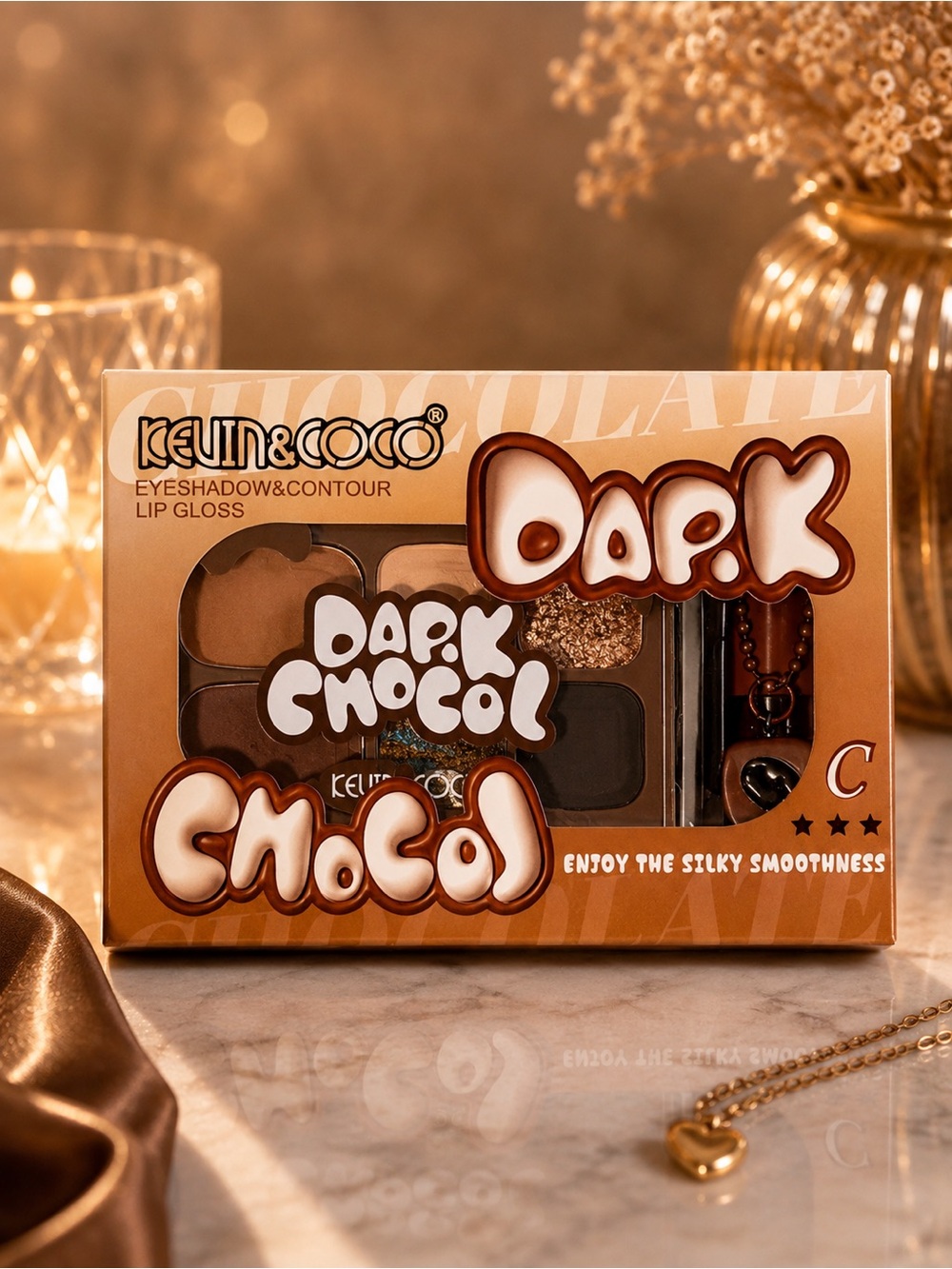 Kevin & Coco Dark Chocol Eyeshadow & Contour Lip Gloss Set
